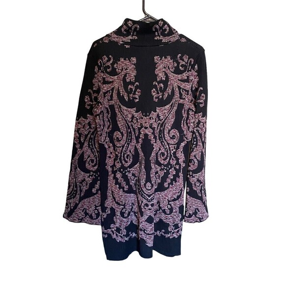 Free People Sweater Dress Medium Mock Neck Mini Pockets Paisley Modern Love - Picture 5 of 9